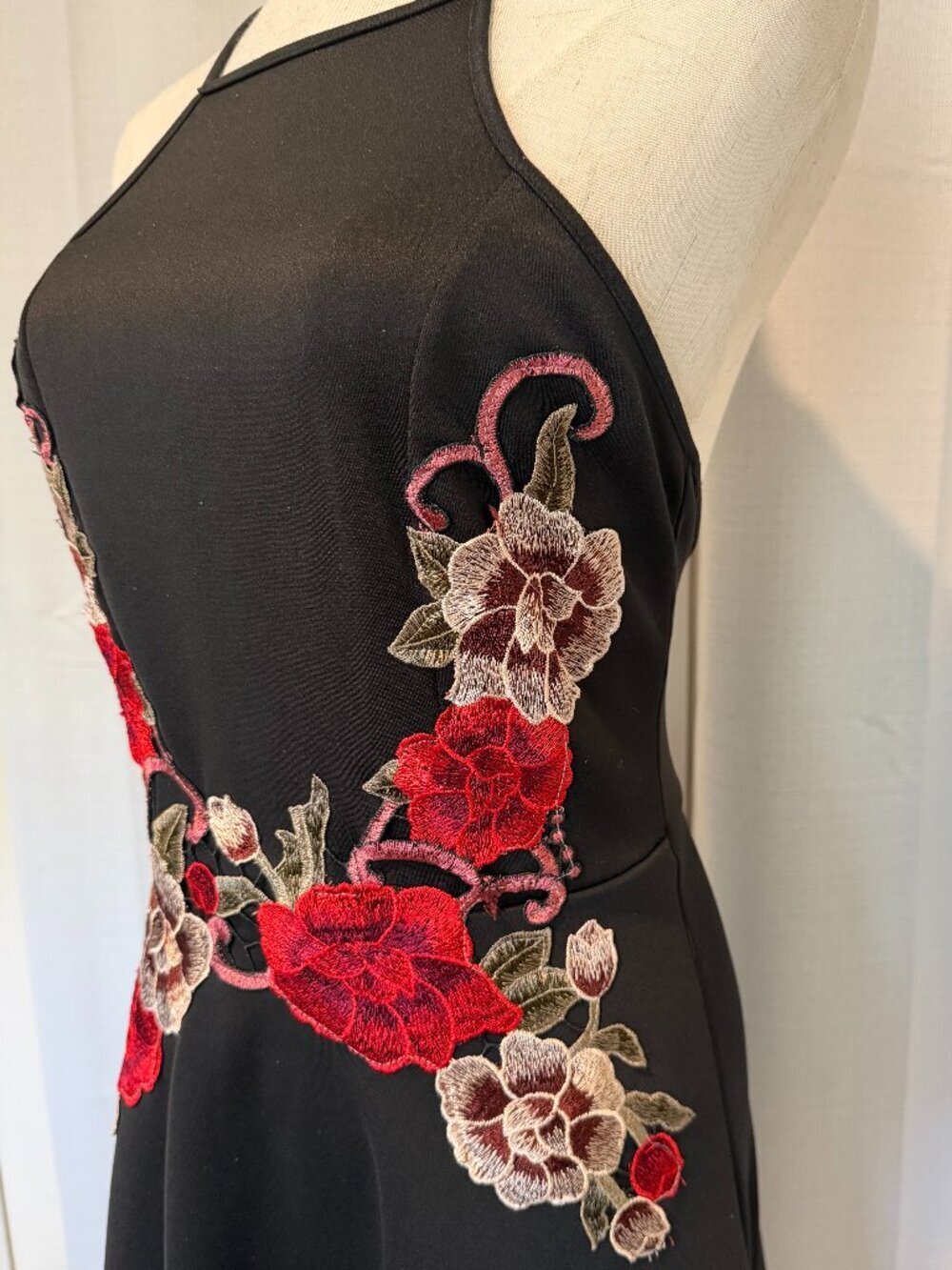 Charlotte Russe Y2K Floral Applique Mini Dress Black Small - Picture 3 of 9